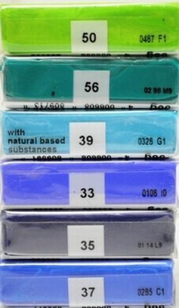 Fimo klei soft blauw tinten - 6 pakjes