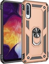 Samsung Galaxy A70 Hoesje - Anti-Shock Hybrid Armor met Kickstand Ring - Goud