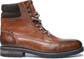 Manfield - Heren - Bruine leren veterboots - Maat 40