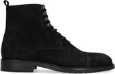 Manfield - Heren - Suède zwarte veterboots - Maat 41