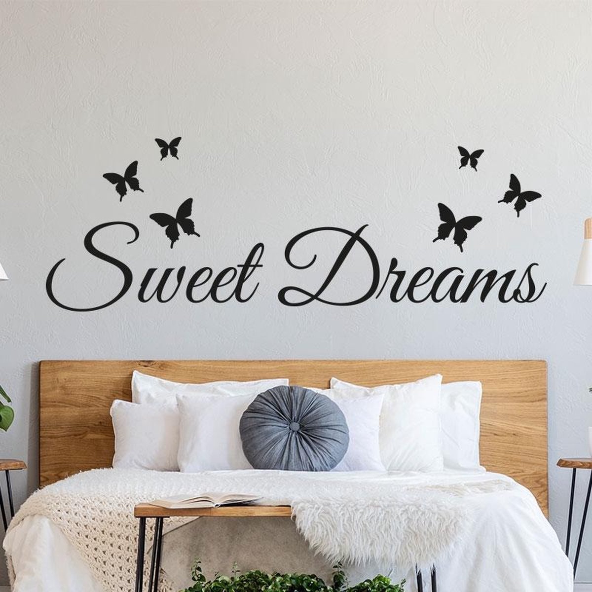 Plakkers Muursticker "Sweet Dreams" slaapkamer Zwart
