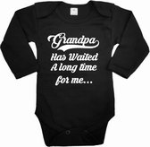 Rompertje baby met tekst voor opa-baby rompertje grandpa has waited a long time for me-Bekendmaking zwangerschap romper-Maat 56