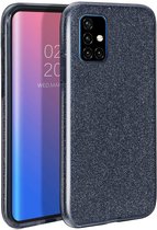 Samsung Galaxy A51 Hoesje - Siliconen Glitter Back Cover - Zwart