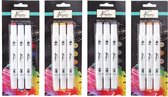 Dual Brush Markers | 4 X 3 verschillende alcoholmarkers, Totaal 12 markers