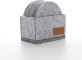 WiseGoods - Ronde Onderzetters - Tafel Onderzetter Viltjes Met Houder - Grijs - 10 Stuks