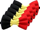5x Zwart/geel/rood verkleed vlinderstrikjes 12 cm voor dames/heren - Belgie thema verkleedaccessoires/feestartikelen - Vlinderstrikken/vlinderdassen met elastieken sluiting