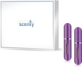 Scenty - Parfum Verstuiver Navulbaar - Mini Parfum Flesje - Reisflesje - Paars - 2 stuks - Inclusief hoesje!