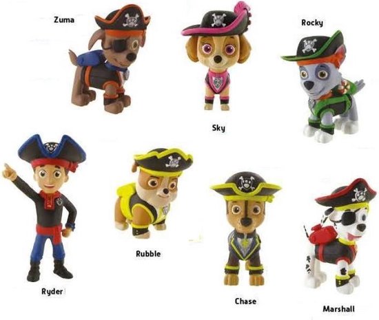 Reis Simuleren Rouwen Paw Patrol Speelset piraten - speelfiguren 7 stuks - 7 cm Ryder- Chase -  Rubble- Sky-... | bol.com
