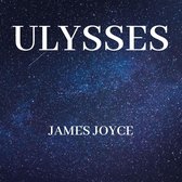 De titel ULYSSES met de naam JAMES JOYCE op een achtergrond van een sterrenhemel.