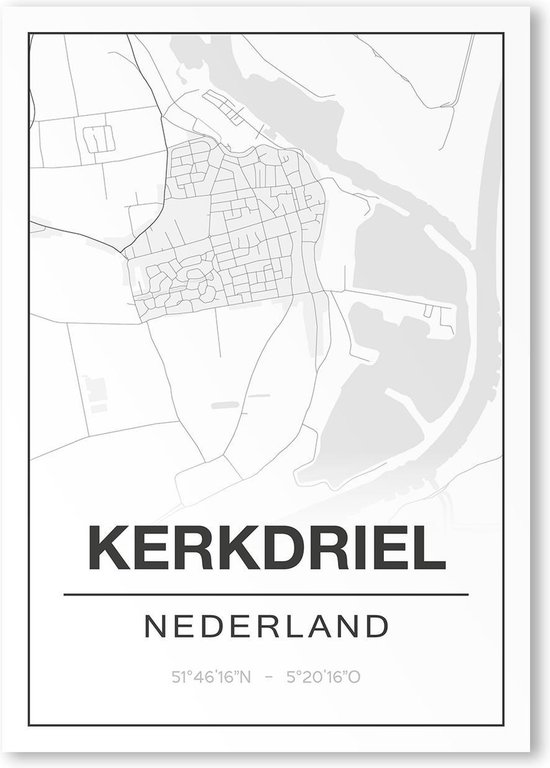 Poster/plattegrond KERKDRIEL - 30x40cm