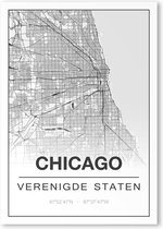 Poster/plattegrond CHICAGO - 30x40cm