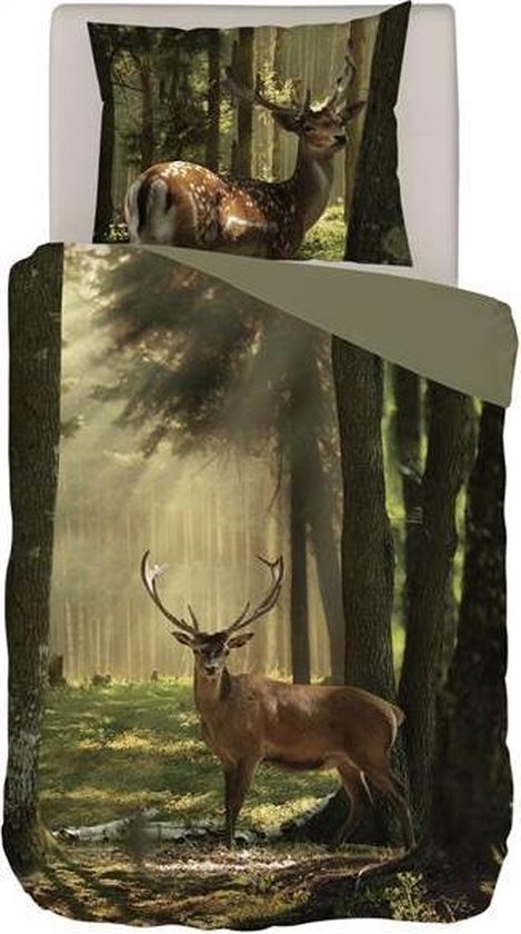 Snoozing Sunrise Forest - Dekbedovertrek - Eenpersoons - 140x200/220 cm + 1 kussensloop 60x70 cm - Multi kleur
