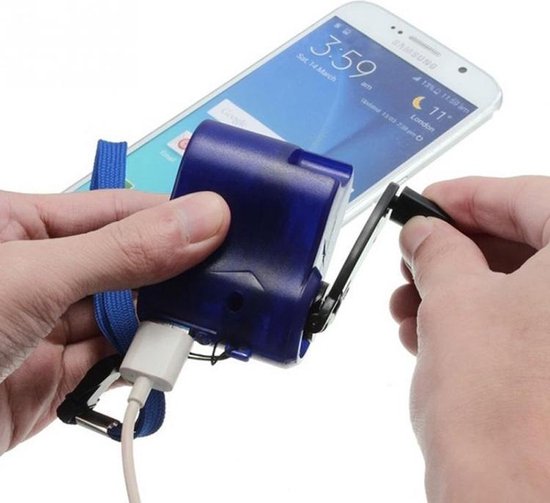 Outdoor Emergency Portable Hand Power Dynamo Hand Crank USB Charging Charger (Blue)