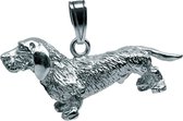 Teckel ruwhaar ketting Hanger groot * Hondenbedel XL * merk COOLDOG™  * .925 Zilver