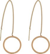 Chic by Lirette - RVS Lange Cirkel Oorbellen - Elegante Oorhangers - Goud inc. Sieradenzakje