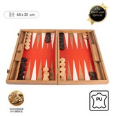 Leatherette Cinnabar Rode Backgammon spel - 48x30cm - met Ivoor & Taba  Top Kwaliteit