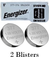 2 stuks (2 blisters a 1 stuk) Energizer 376/377 MD 1.55V knoopcel batterij
