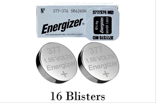 16 stuks (16 blisters a 1 stuk) Energizer 376/377 MD 1.55V knoopcel batterij  | bol.com
