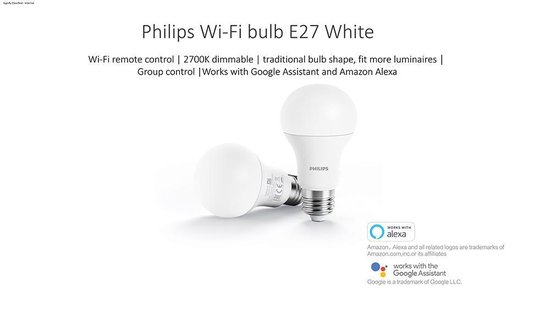 geboren Minder vertel het me Xiaomi Philips Smart WIFI LED-lamp E27 Wit licht 800 Lumen 9 W Wifi Mi  APP... | bol.com