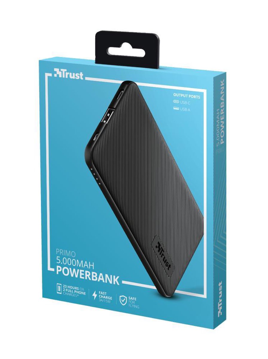 Power Bank 5000 mAh Caricabatterie Portatile Batteria Esterna Ultrasottile  TRUST 23596