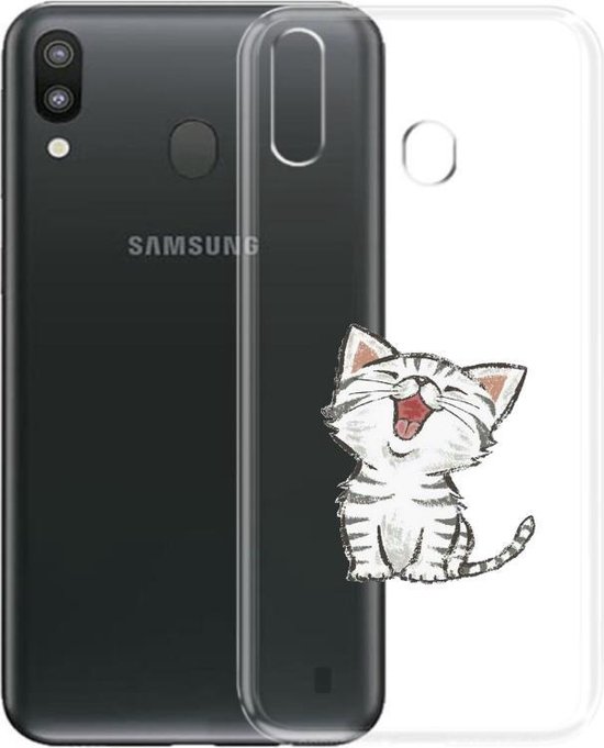 Samsung Galaxy A20 Siliconen hoesje transparant - Schattig katje * LET OP JUISTE MODEL *