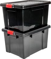 IRIS Powerbox Opbergbox - 68L - 2 stuks - Zwart/Rood