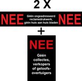 Nee Nee Sticker Brievenbus Nee Nee - Drukwerk Nee - Huis aan Huis Nee - 2 setjes - Nee Geen Collectes, Verkopers of Geloof - Promessa-Design.