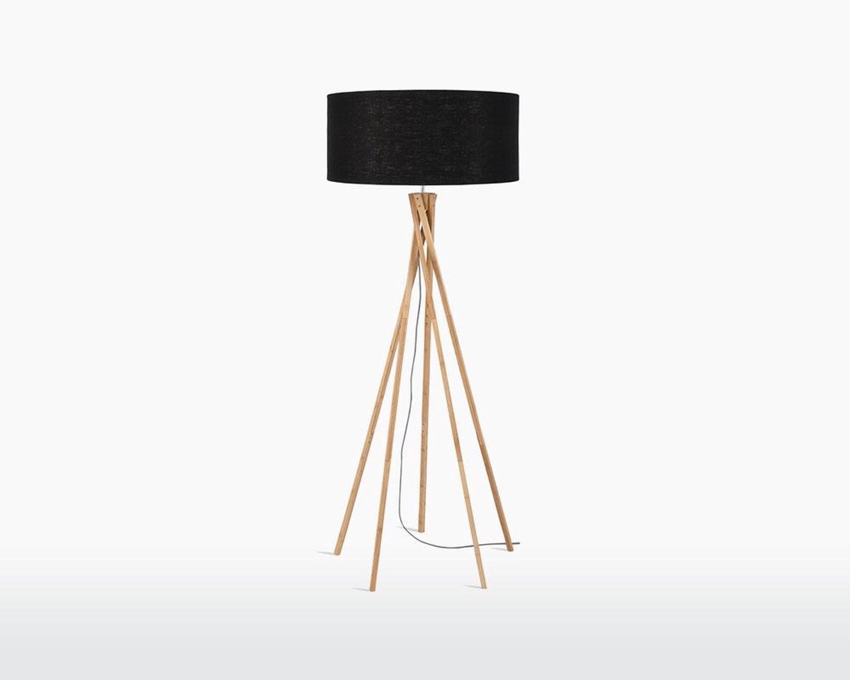 GOOD&MOJO Vloerlamp Kilimanjaro - Zwart/Bamboe - Ø60cm - Scandinavisch,Bohemian - Staande lampen voor Woonkamer - Slaapkamer