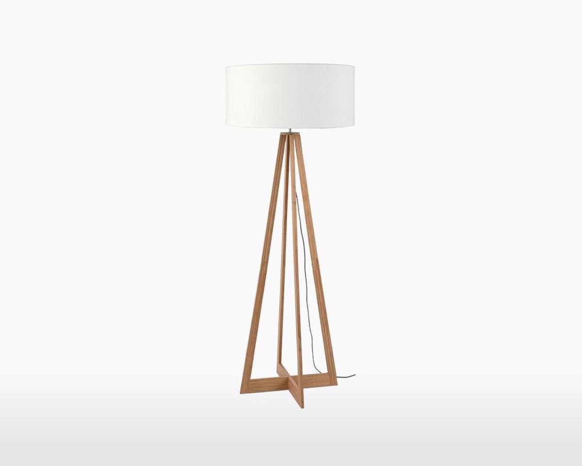 GOOD&MOJO Vloerlamp Everest - Wit/Bamboe - Ø60cm - Scandinavisch,Bohemian - Staande lampen voor Woonkamer - Slaapkamer