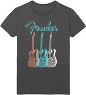 Fender - Triple Guitar Heren T-shirt - L - Grijs