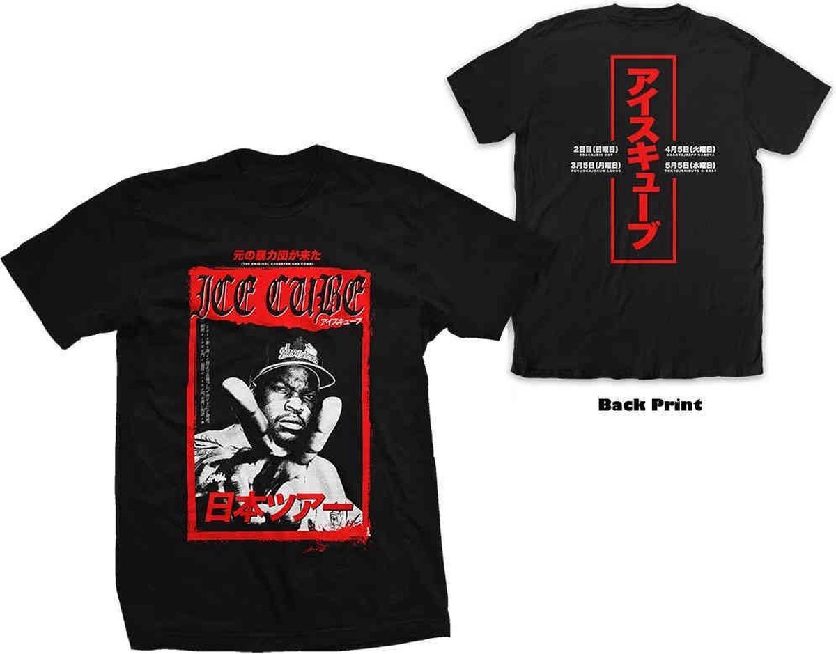 Afbeelding van product Rock Off  Ice Cube Heren Tshirt -XL- Kanji Peace Sign Zwart  - maat XL