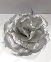 Élastique à cheveux avec épingle - Fleur couleur argent