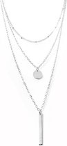 215 - Zilverkleurige layer ketting - Coin -  Dames ketting