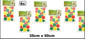 6x Raamsticker confetti snippers 35 x 50 cm - carnaval thema feest rood geel groen raam sticker