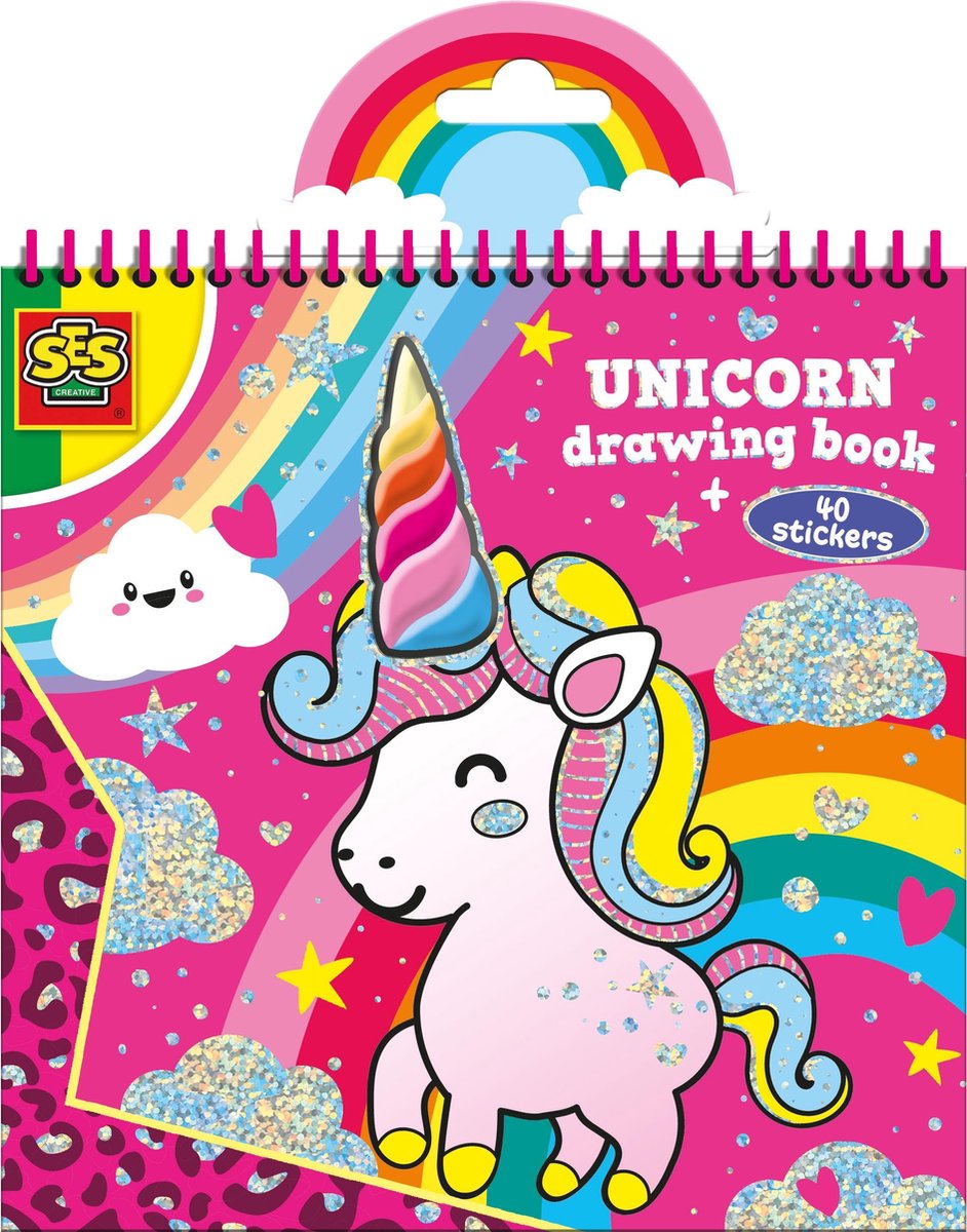 SES - Unicorn kleurboek - met glitterstickers - SES