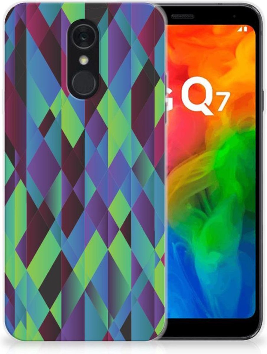 LG Q7 TPU Hoesje Abstract Green Blue