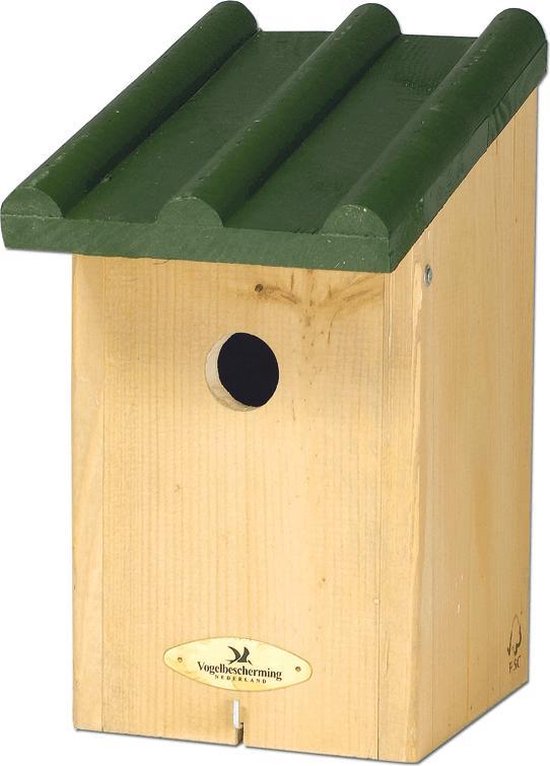 Coffret Cadeau Protection des Oiseaux Nichoir aux Mésanges - Marron / Vert - 14 x 12 x 27 cm - Ø32 mm