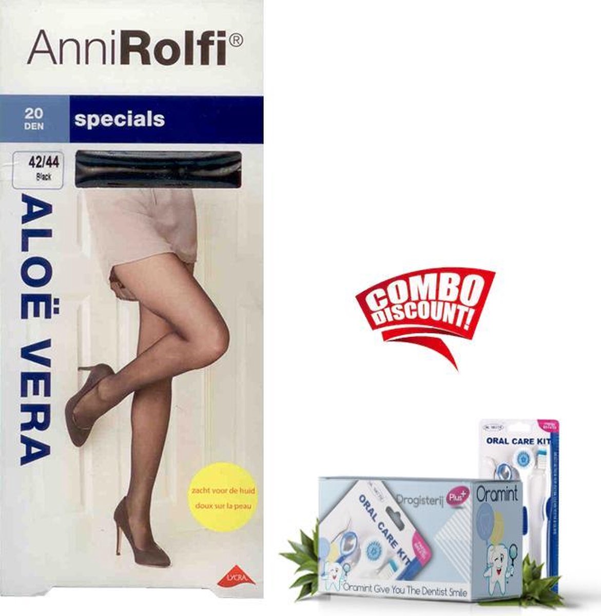 Anni Rolfi Panty Specials Aloe Vera 20 Den 42/44 Black + Oramint Oral Care  Kit Combi Deal | bol.com