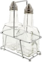 Excellent Houseware - Luxe Olie- en Azijnset - 3 delig - Houder en twee flesjes - 150ml flesjes