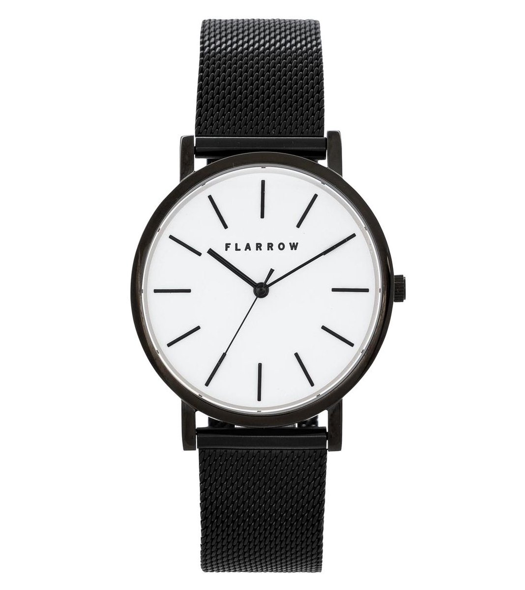 FLARROW Black Edition Ø40MM - Leer - Zwart - Wit Horloge