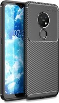 Nokia 6.2 / 7.2 Siliconen Carbon Hoesje Zwart