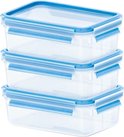 emsa CLIP & CLOSE fresh-keeping tin, set van 3, 0,55 liter, blauw