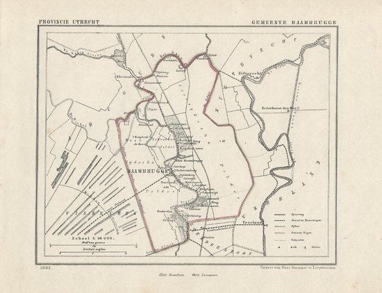Historische kaart, plattegrond van gemeente Baambrugge in Utrecht uit 1867 door Kuyper van Kaartcadeau.com
