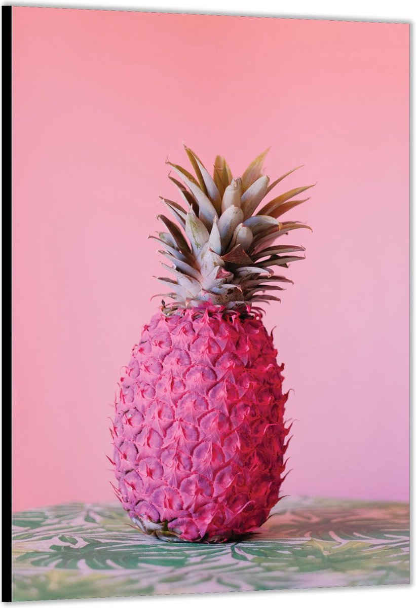 KuijsFotoprint - Schilderij - Roze Ananas - Groen En Roze - 90 X 60 Cm