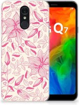 Back Cover LG Q7 TPU Siliconen Hoesje Pink Flowers