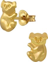 Joy|S - Zilveren koala oorbellen 6 x 9 mm 14k goudplating