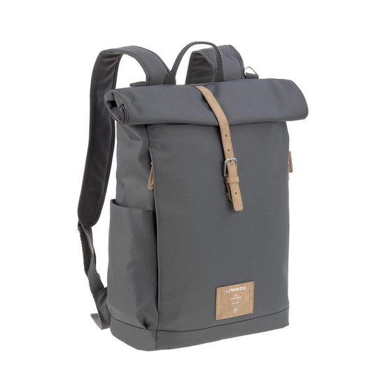 LÄSSIG Luiertas Rolltop Backpack rugzak incl verschoningsmatje antraciet