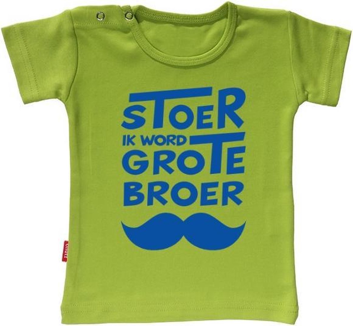 Babygoodies T-shirt Zwangerschapsaankondiging - Stoer ik word grote broer snor (Lime 5-6j)