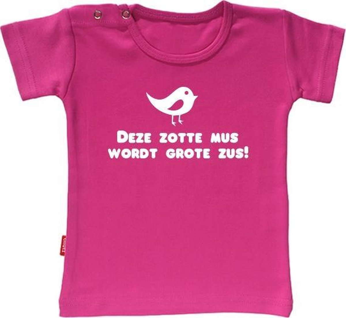 Babygoodies T-shirt Ik Word Grote Zus- Deze zotte mus wordt grote zus (Fuchsia 5-6j)