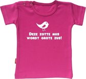 Babygoodies T-shirt Ik Word Grote Zus - Deze zotte mus wordt grote zus (Fuchsia 3-4j)